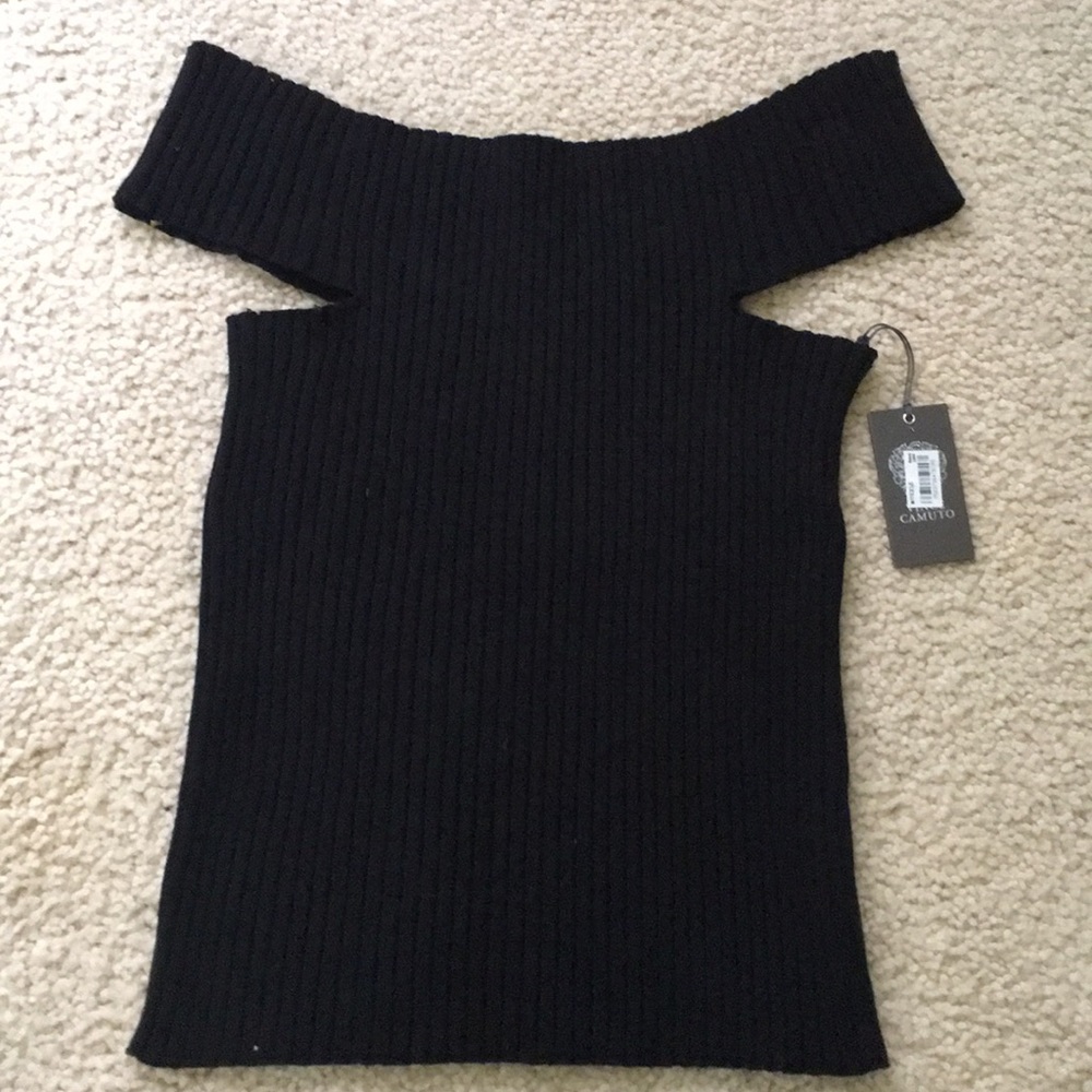 Black off the shoulder knit top